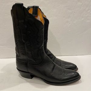 Vintage Lucchese 2000 Black Leather Cowgirl Boots 9 B